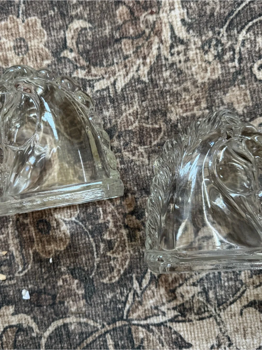 Vintage Clear Glass Horse Head Bookends | Equestrian Decor Set of 2